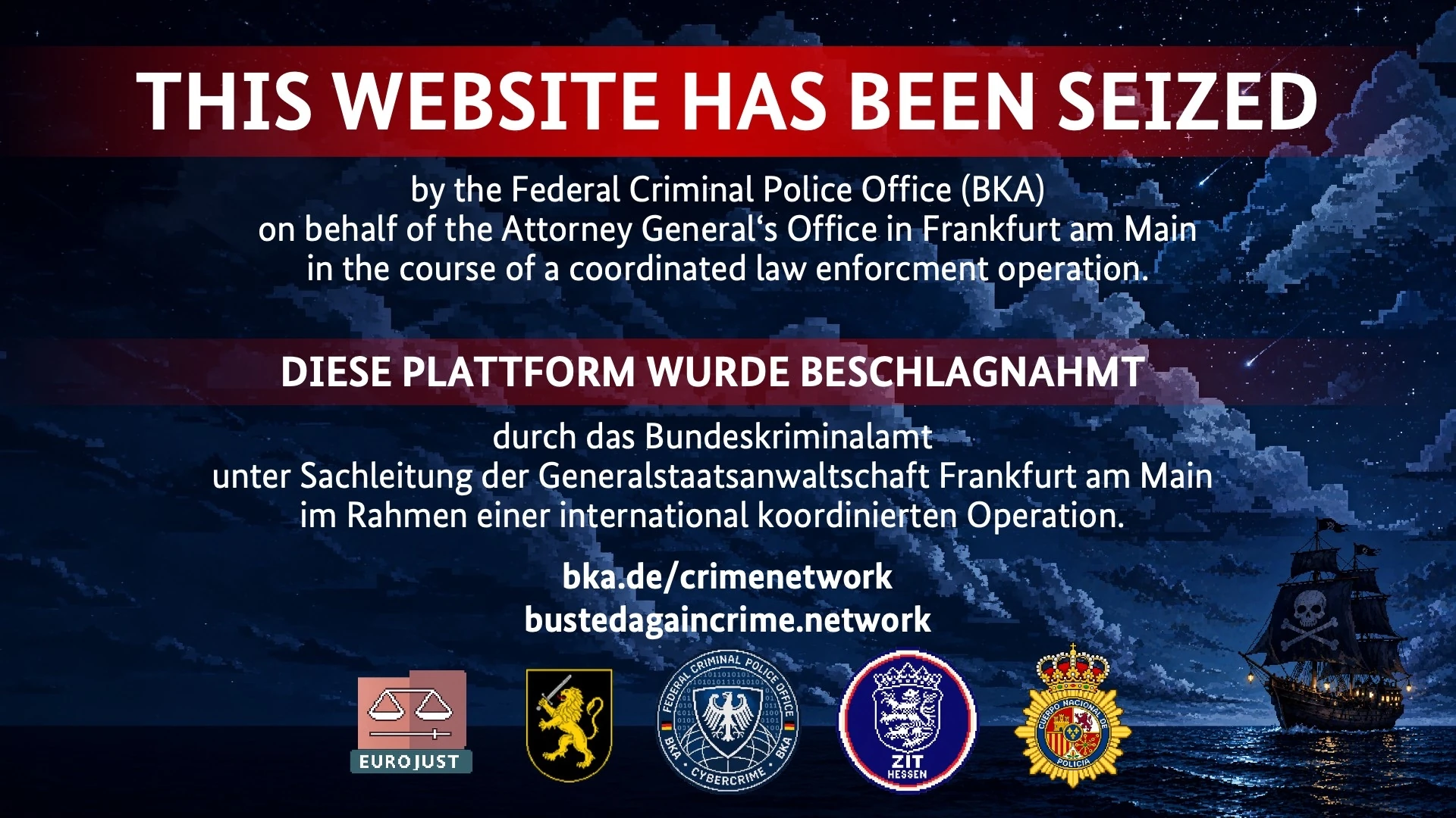 CrimeNetwork Market Seized Page