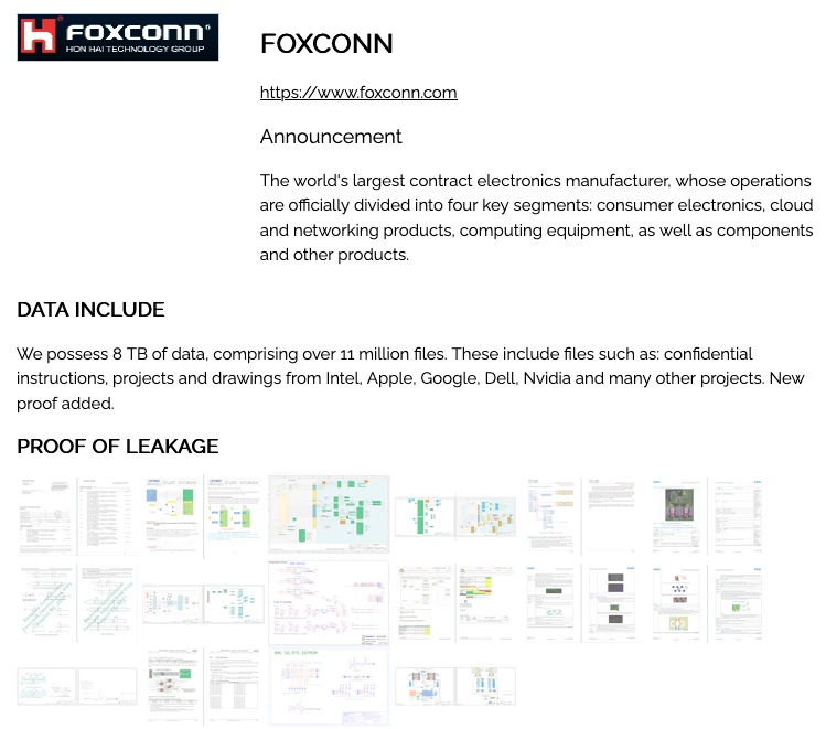 Foxconn Breach Post by Nitrogen