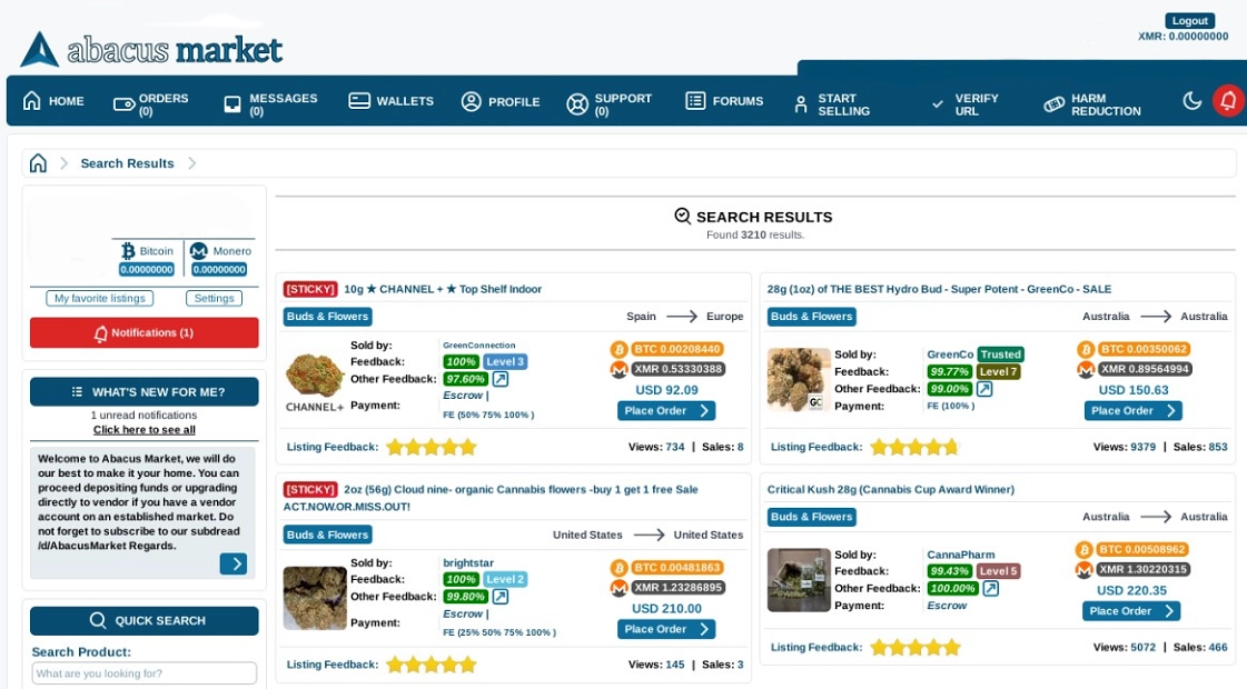 Abacus Market Homepage