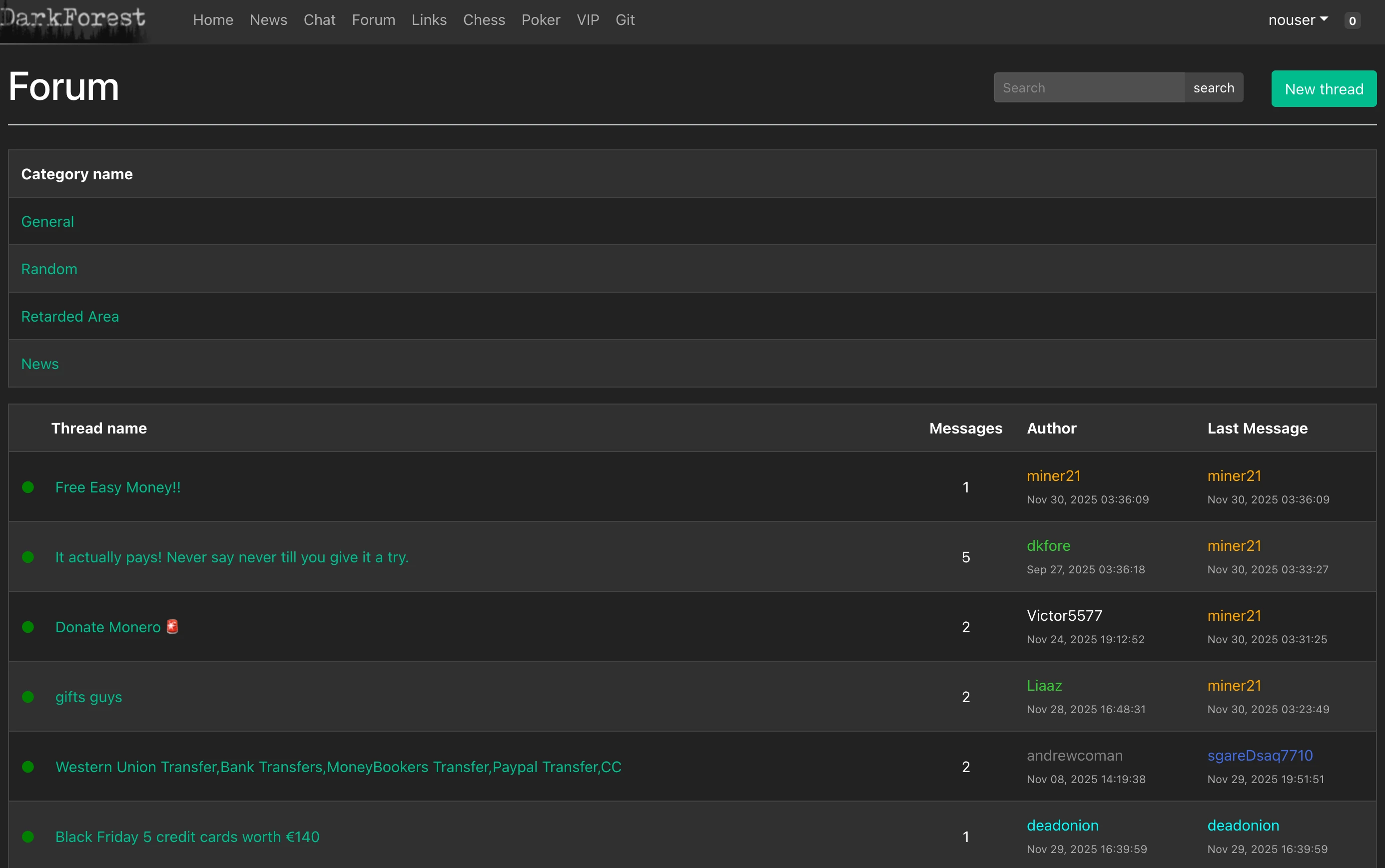 DarkForest Forum Homepage