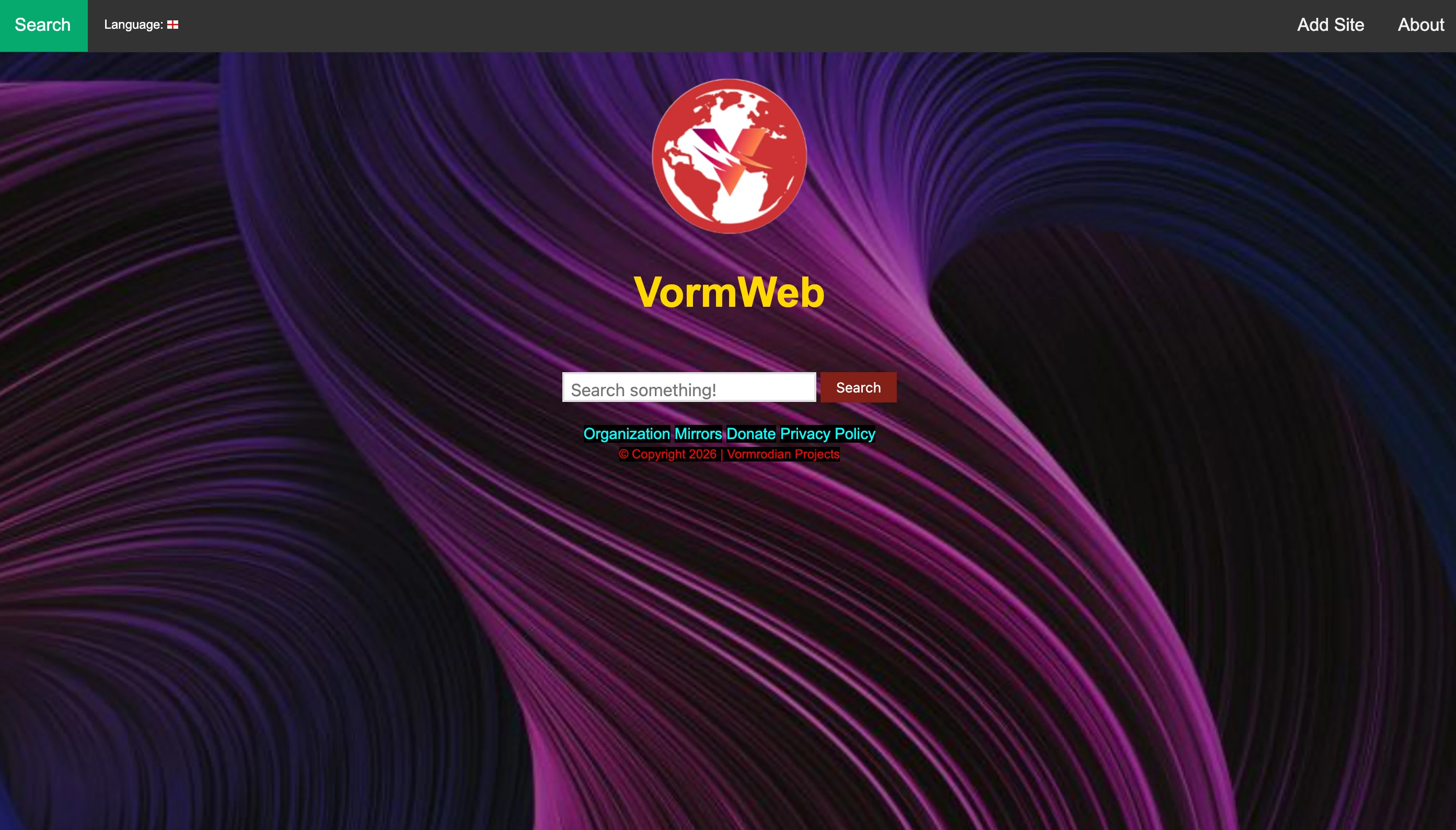 VormWeb Search Engine Homepage