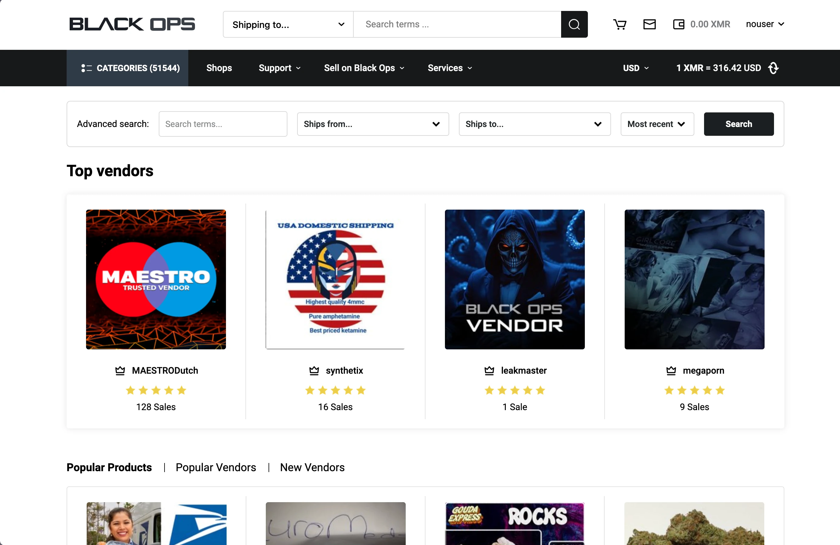 BlackOps Market Homepage