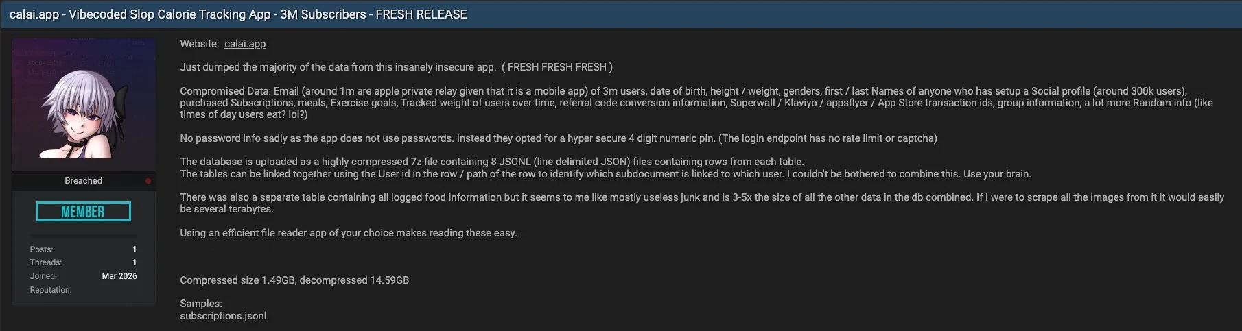 Cal AI Breach Post
