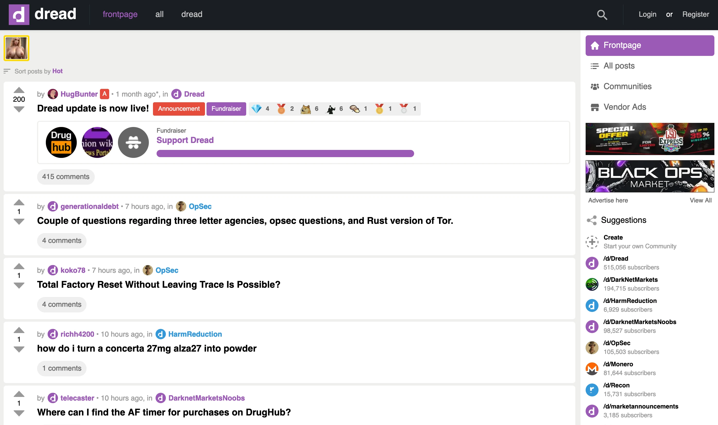 Dread Forums Homepage