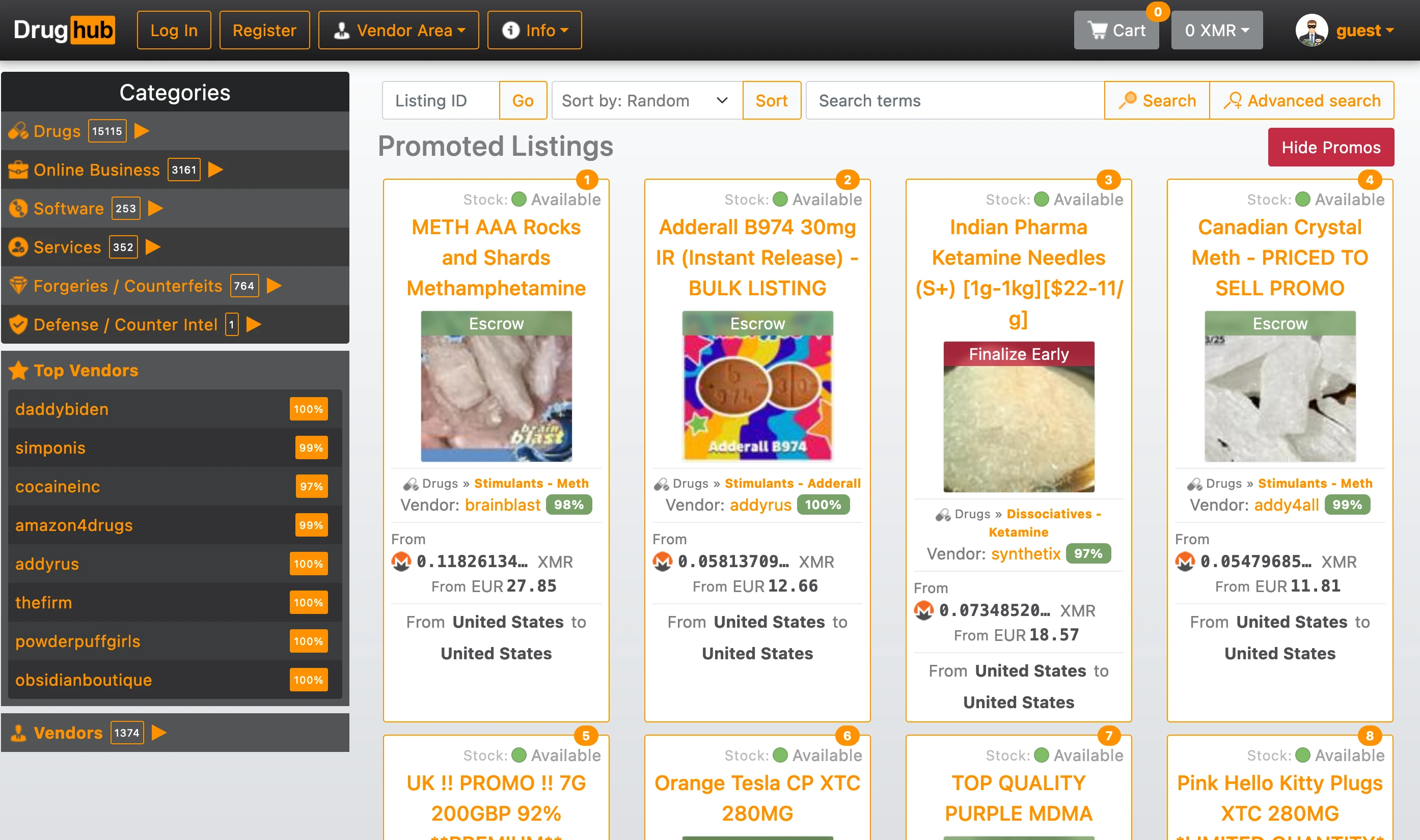 DrugHub Markets Homepage
