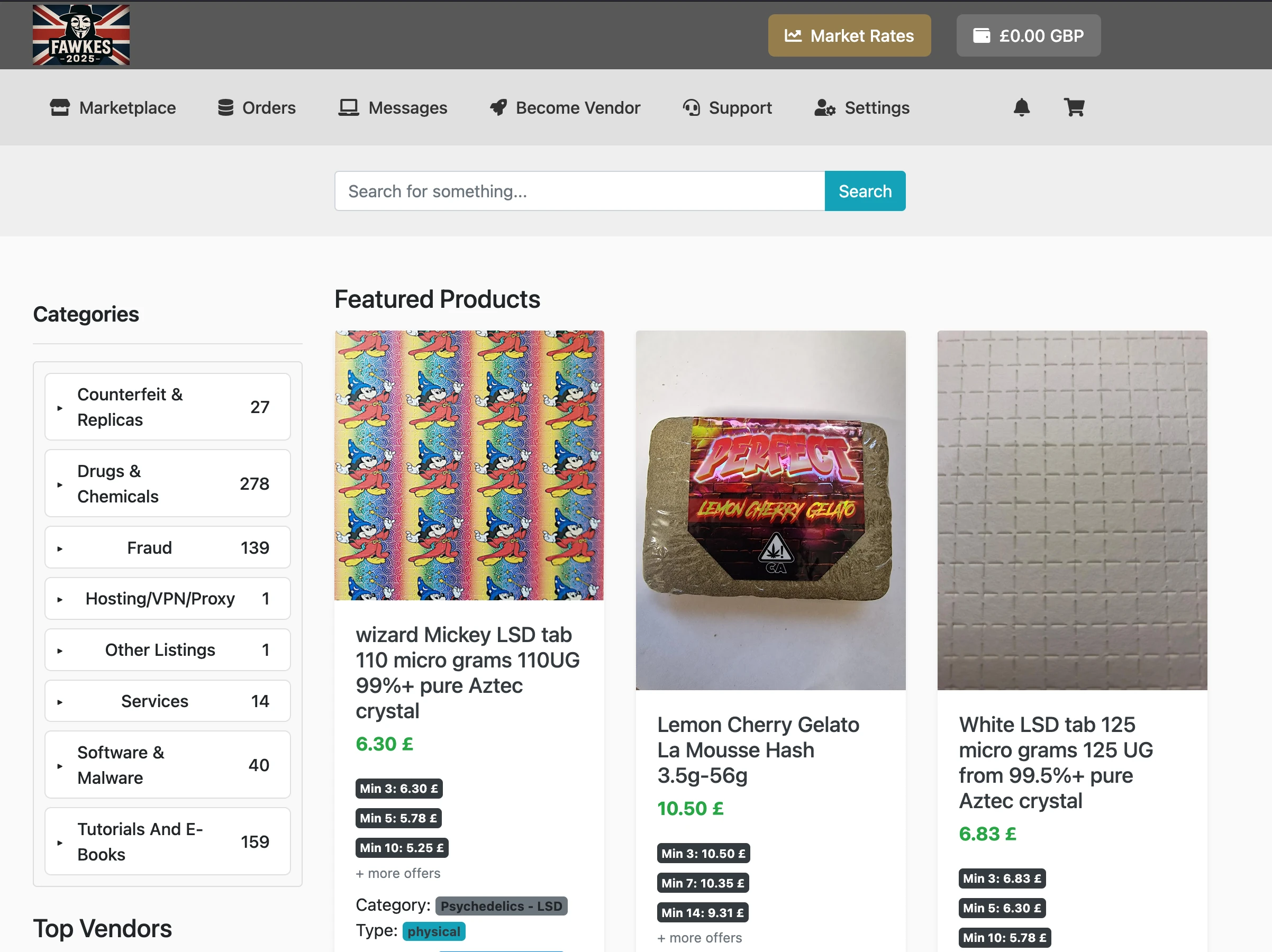 Fawkes Market Homepage