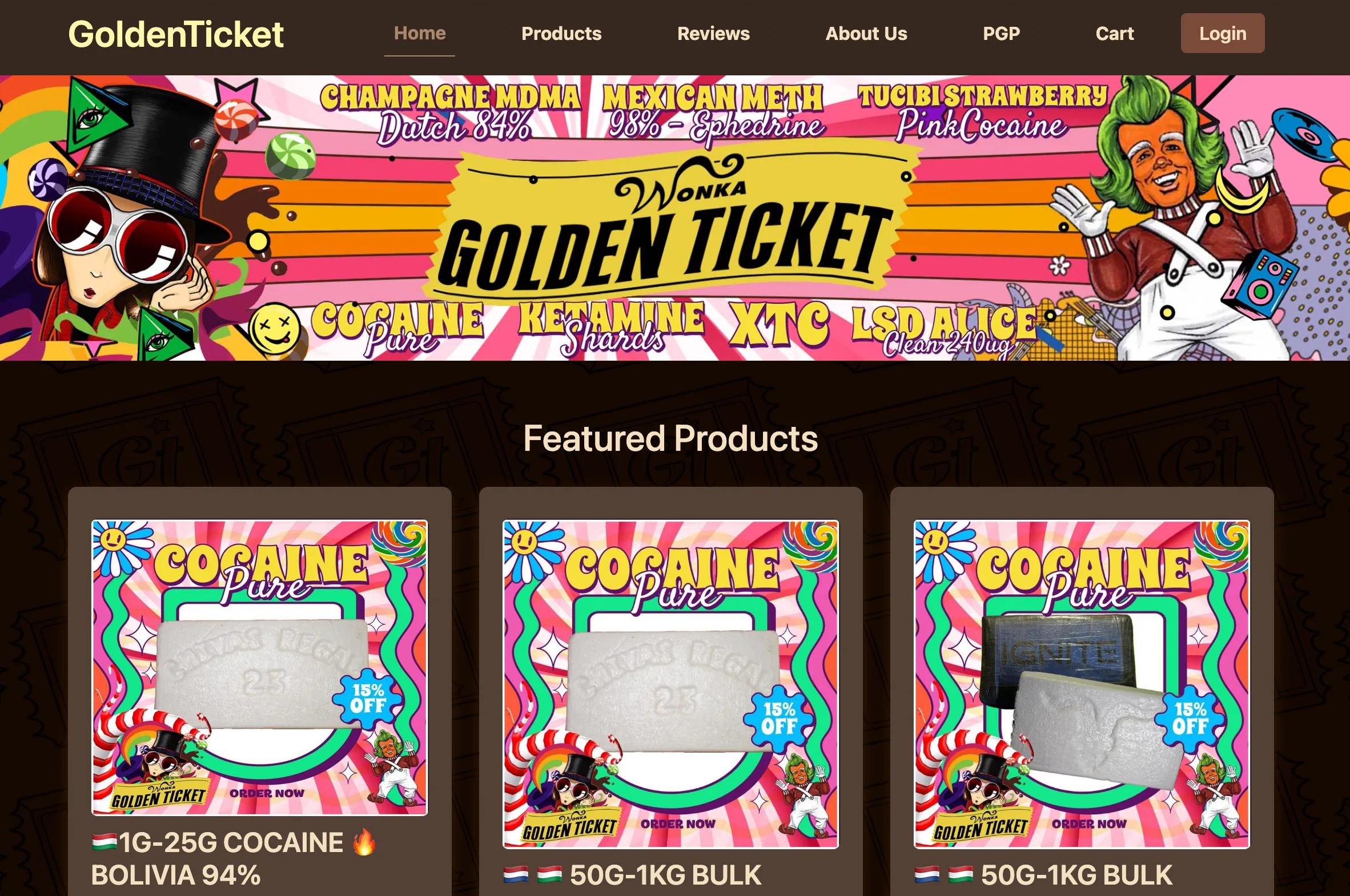 GoldenTicket Shop Homepage