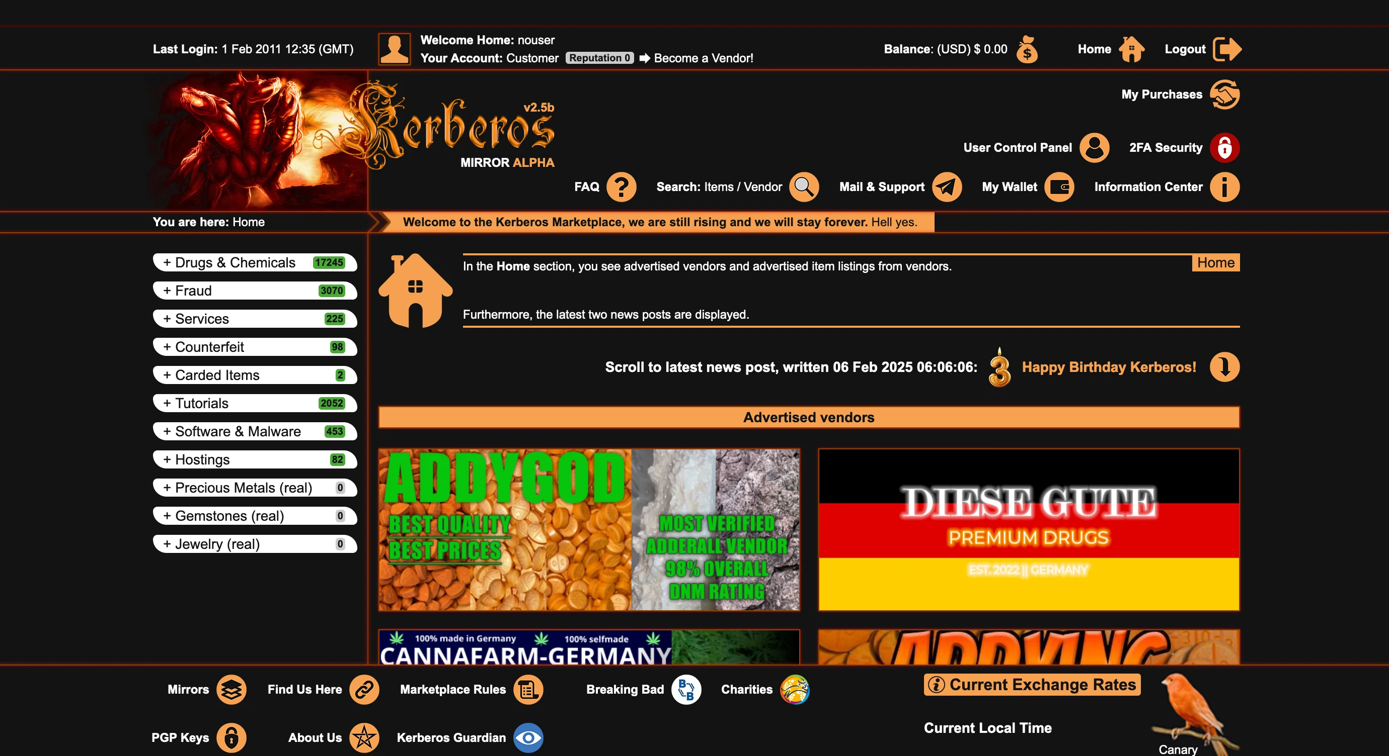 Kerberos Market Homepage