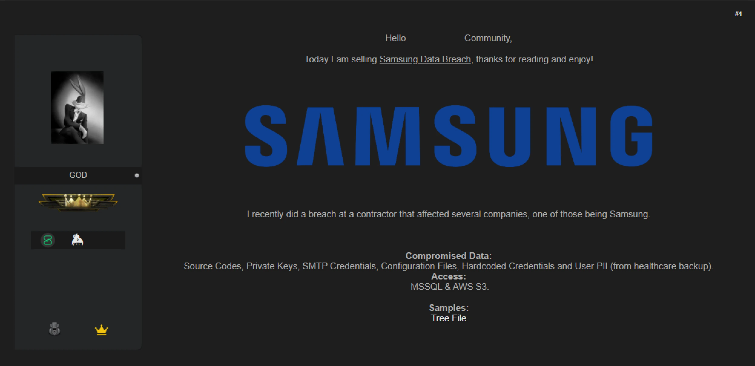 Samsung Medison Data Being sold on Darknet