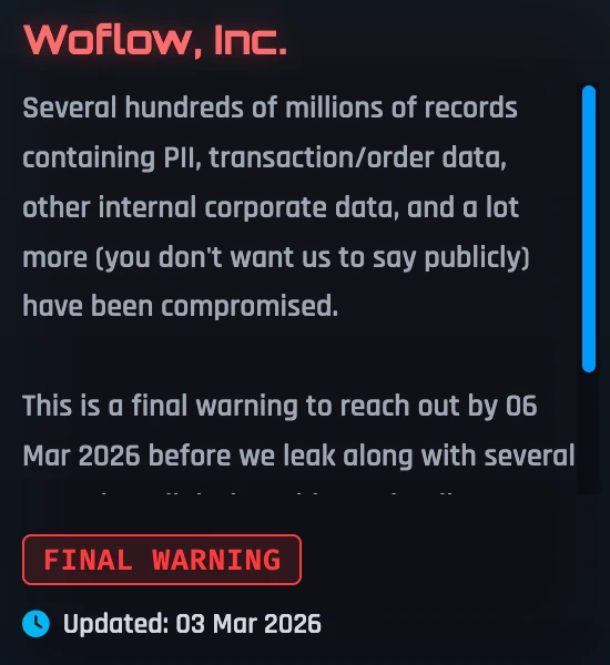 ShinyHunters Breach Post